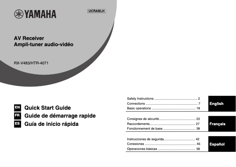Page 1 de la notice Manuel utilisateur Yamaha HTR-4071