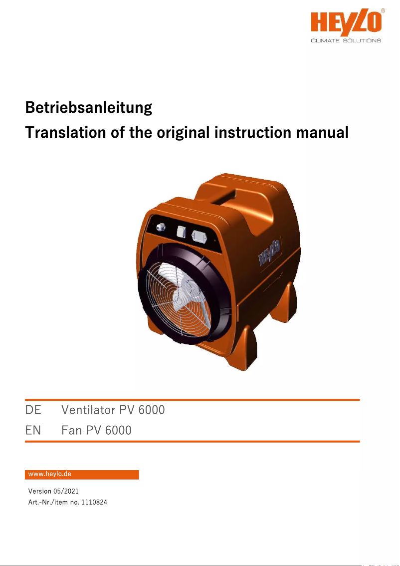 Page 1 de la notice Manuel utilisateur Heylo PV 6000