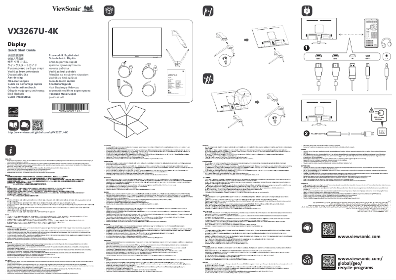 Page 1 de la notice Guide de démarrage rapide Viewsonic VX3267U-4K