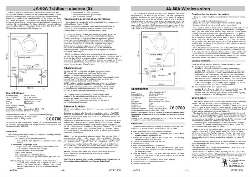 Page 1 de la notice Manuel utilisateur Joblotron JA-60A