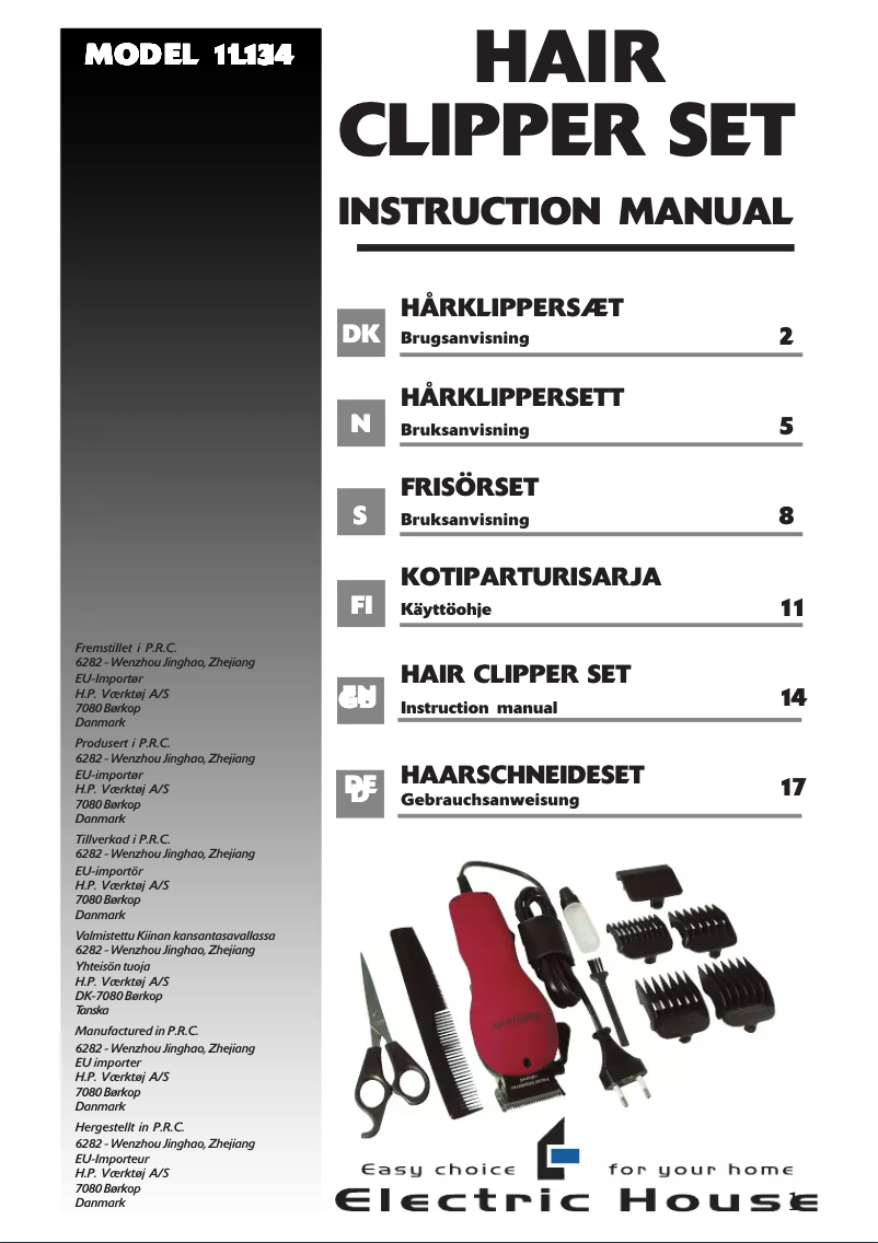 Page 1 de la notice Manuel utilisateur Electric House 11134
