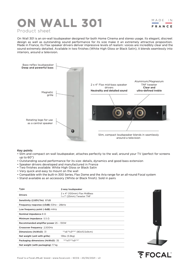Imagen de la primera página del manual del dispositivo On Wall 301