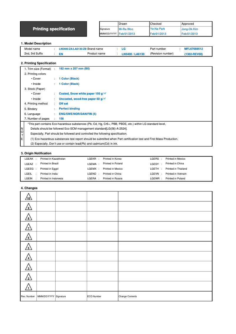 Page 1 de la notice Manuel utilisateur LG 32LA613V