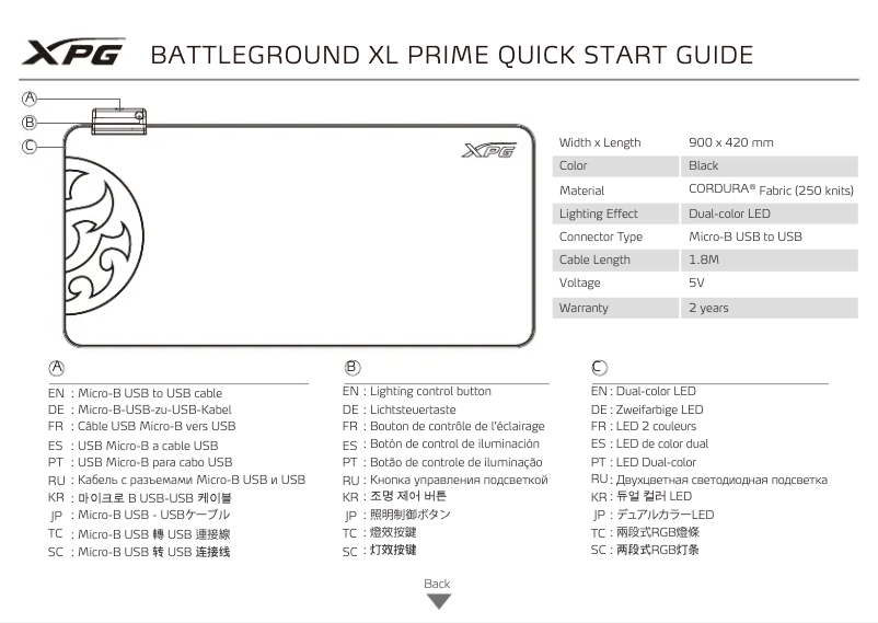 Image de la première page du manuel de l'appareil Battleground XL PRIME