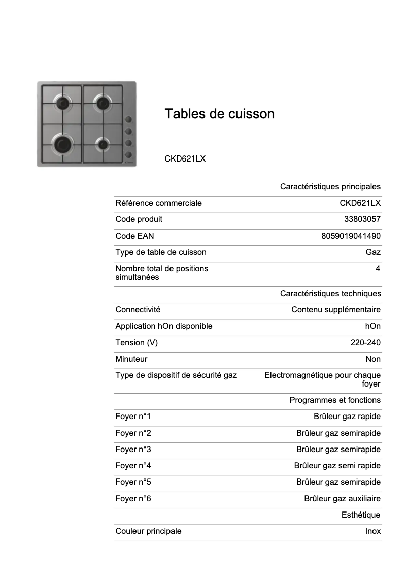 Image de la première page du manuel de l'appareil CKD621LX