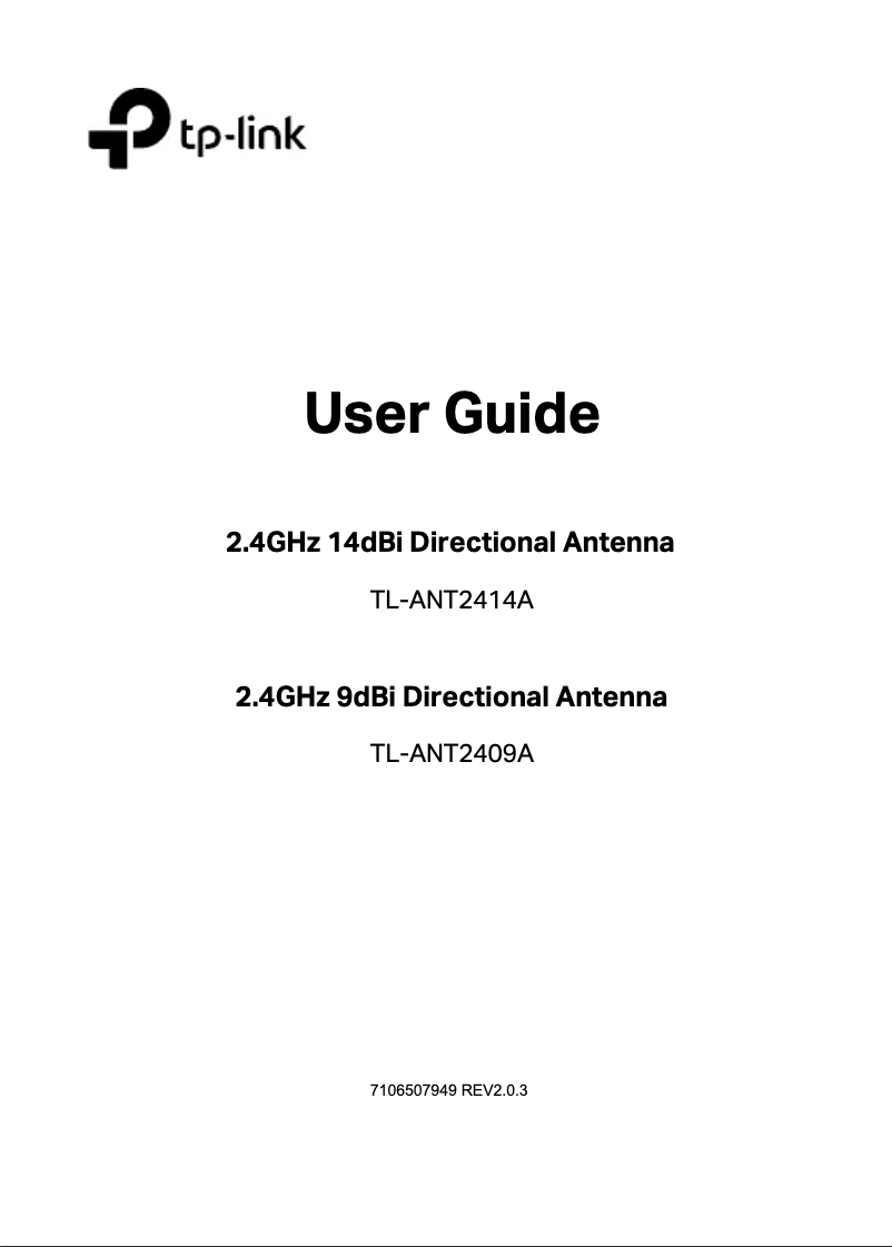 Page n°1 - Guide d'installation TP-Link TL-ANT2414A