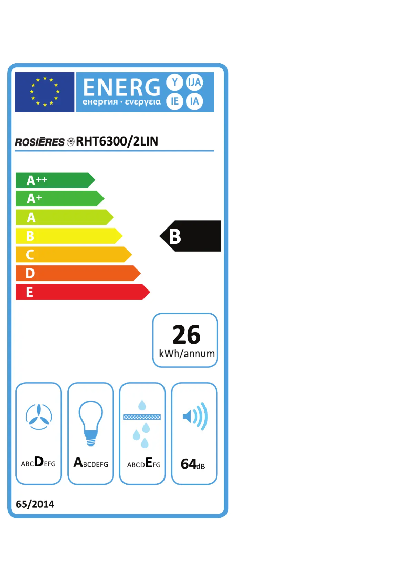 Page 1 de la notice Label énergétique Rosieres RHT6300/2LIN