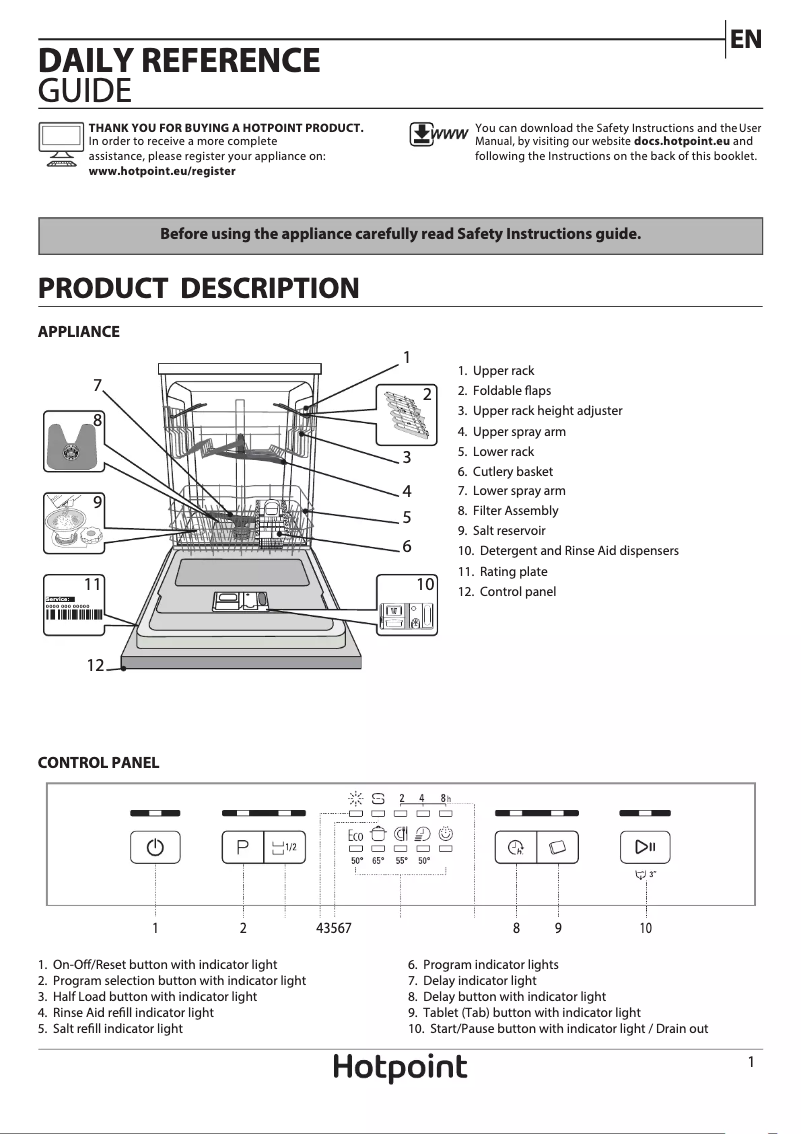 Page n°1 - Manuel utilisateur Hotpoint HBC 2B19 UK N