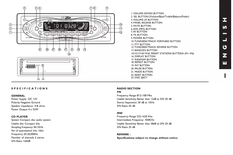 Page n°1 - Manuel utilisateur Caliber MCD 260M