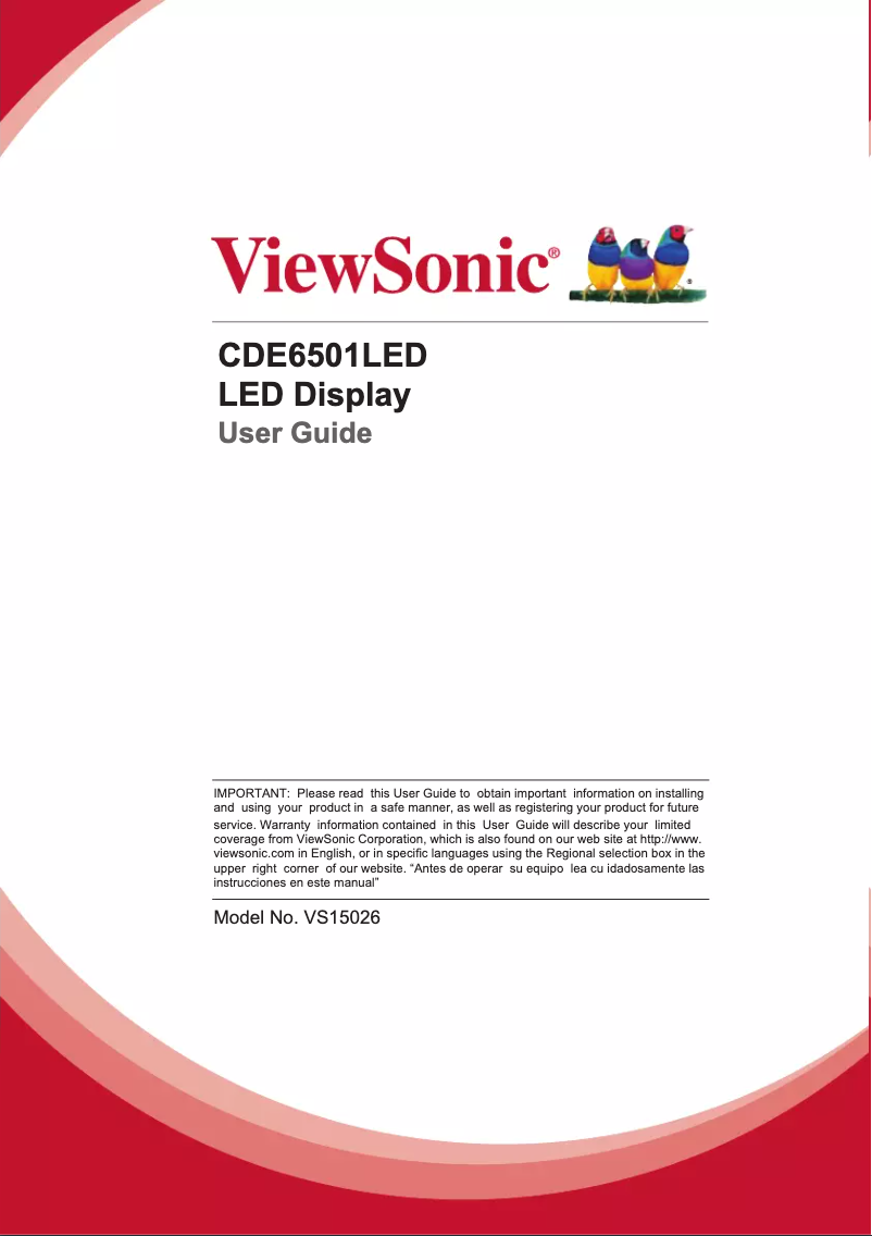 Page 1 de la notice Manuel utilisateur Viewsonic CDE6501