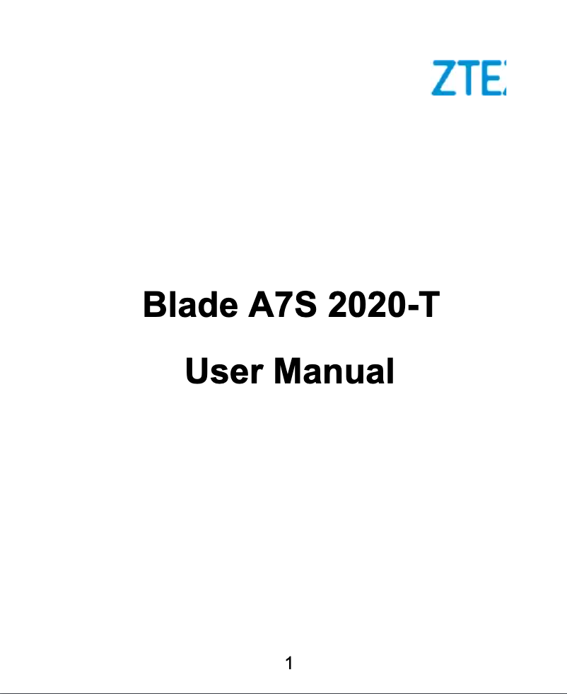Imagen de la primera página del manual del dispositivo Blade A7s 2020