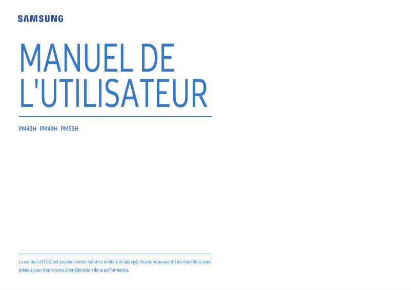 Page 1 de la notice Manuel utilisateur Samsung PM49H