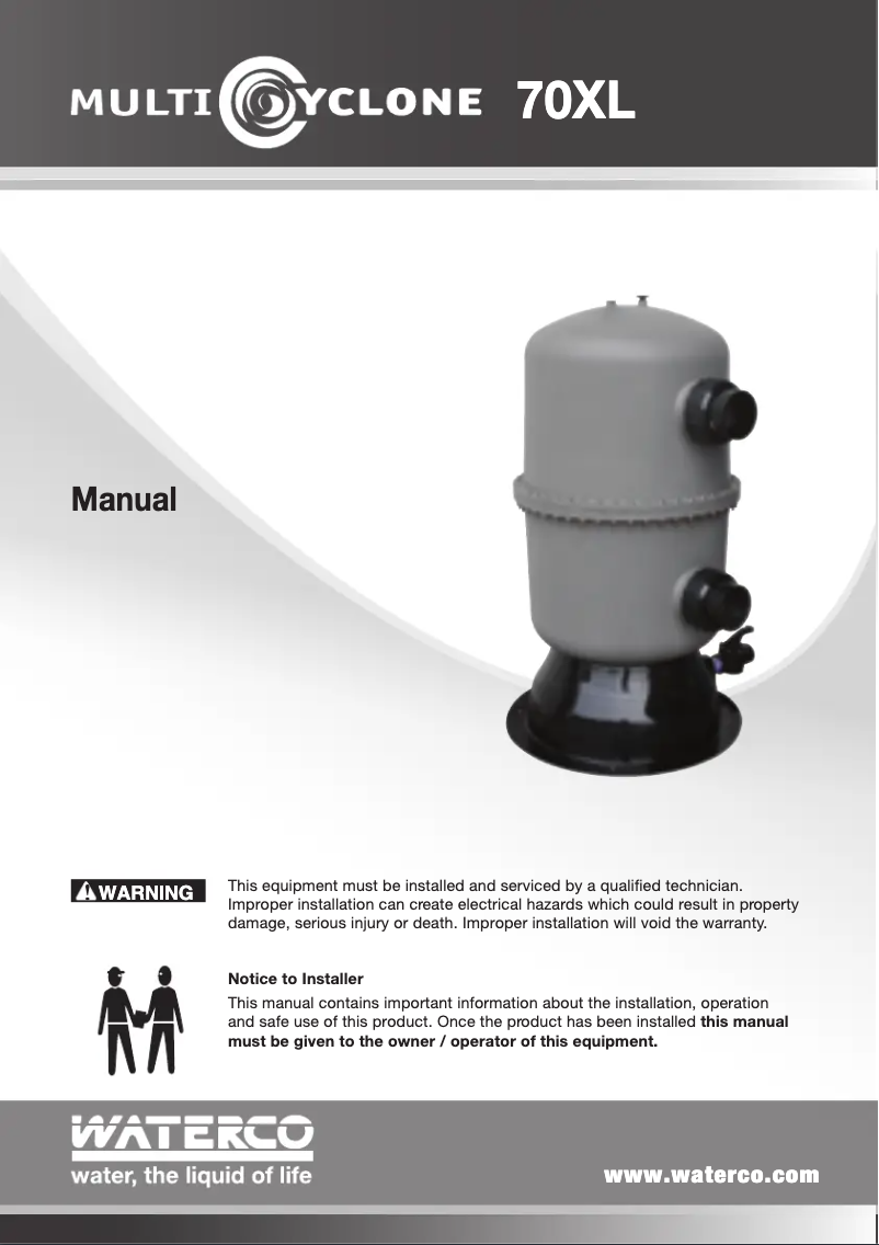 Page 1 de la notice Manuel utilisateur Waterco MultiCyclone 70XL Commercial