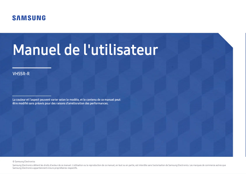 Page 1 de la notice Manuel utilisateur Samsung VH55R-R