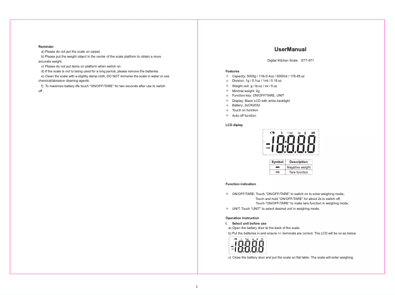 Page n°1 - Manuel utilisateur Surpahs STT-971