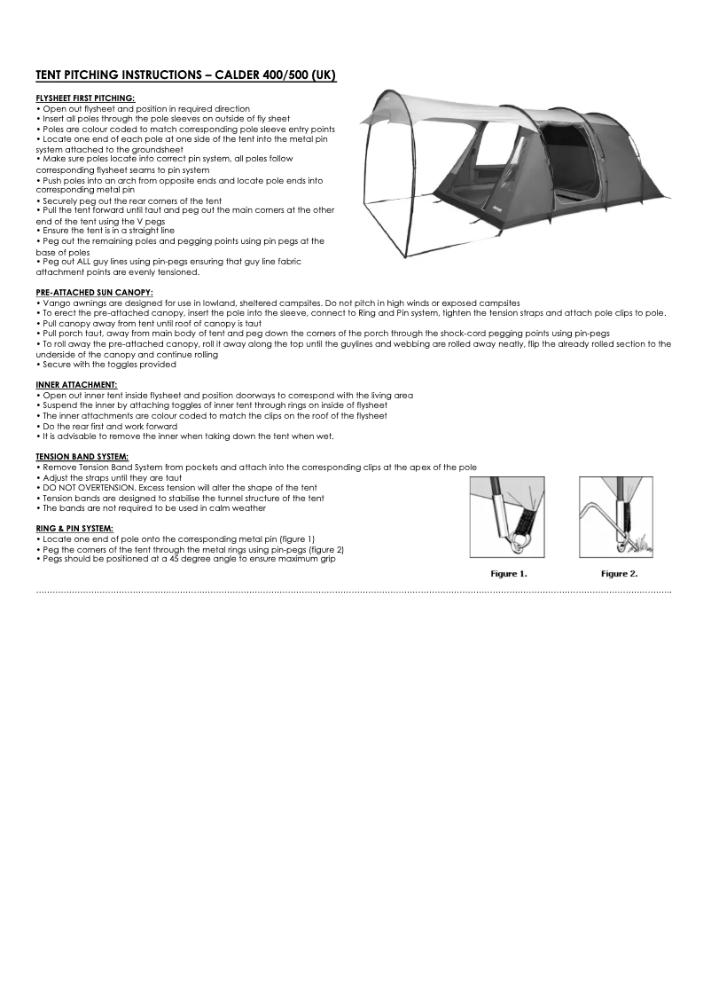 Página 1 del manual Manual de usuario Vango Calder 400