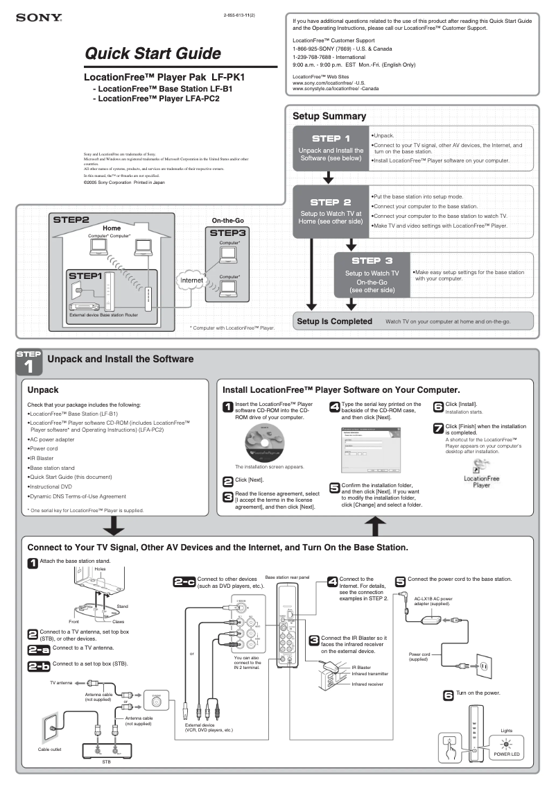 Page n°1 - Guide d'installation Sony LF-PK1