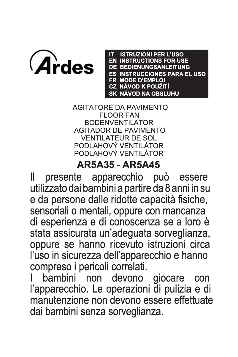 Page 1 de la notice Manuel utilisateur Ardes AR5A45