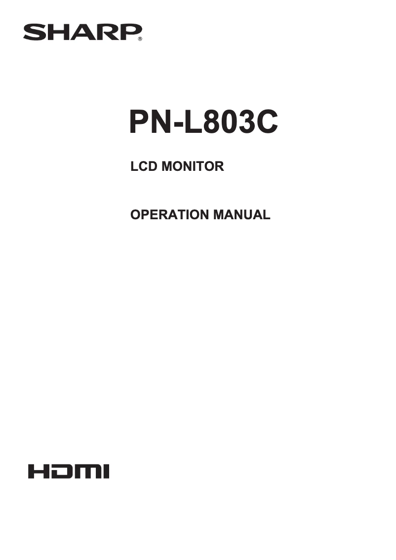 Image de la première page du manuel de l'appareil Aquos PN-L803C