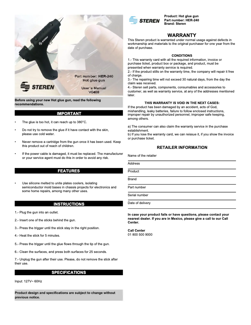 Image de la première page du manuel de l'appareil HER-240