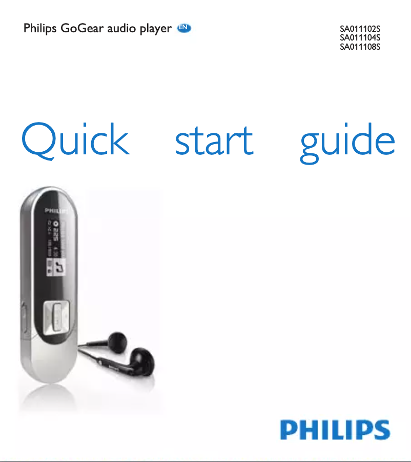 Page n°1 - Guide de démarrage rapide Philips SA011102P