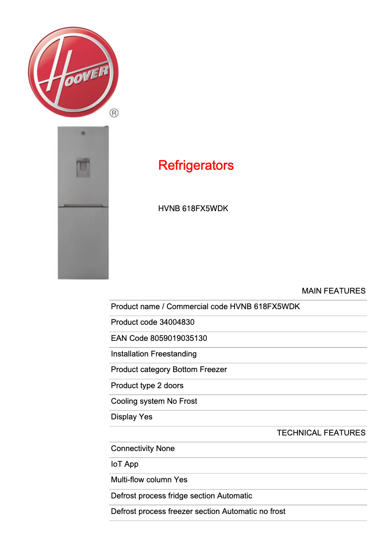 Image de la première page du manuel de l'appareil HVNB 618FX5WDK