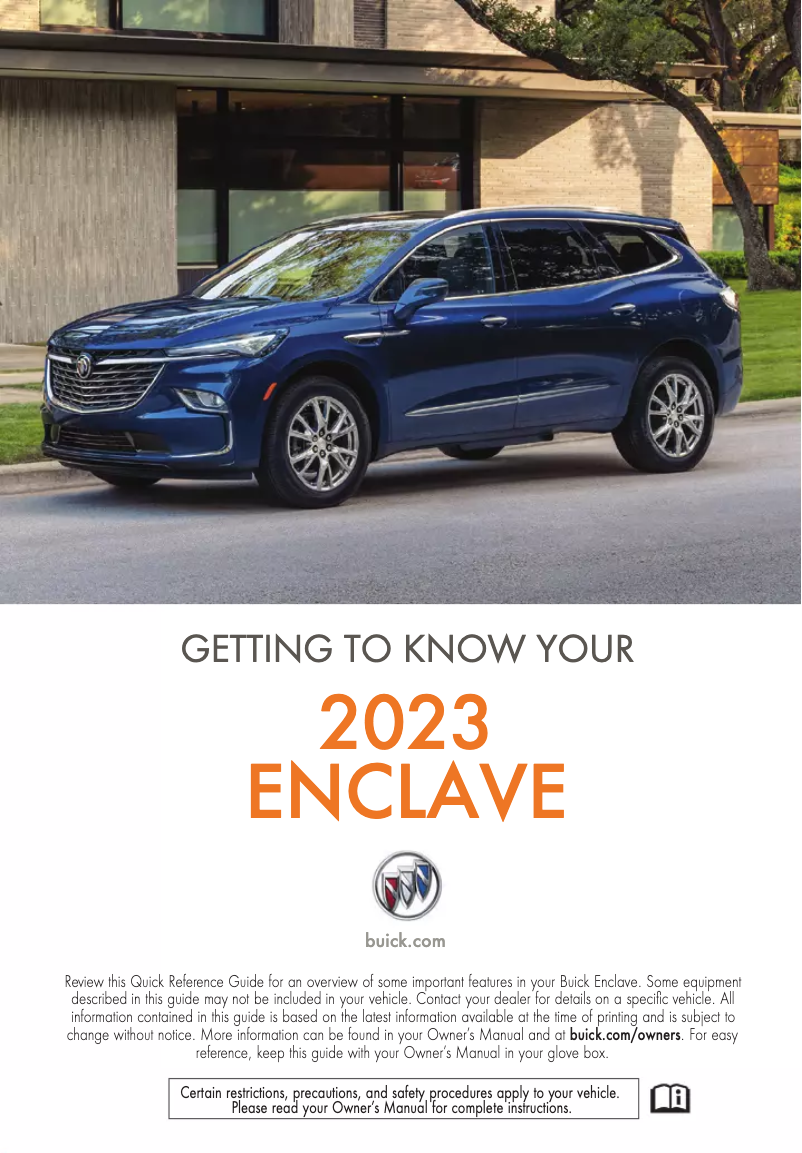 Page 1 de la notice Guide de démarrage rapide Buick Enclave (2023)