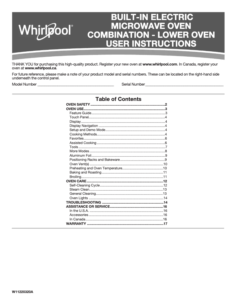 Image de la première page du manuel de l'appareil WOC54EC7HW