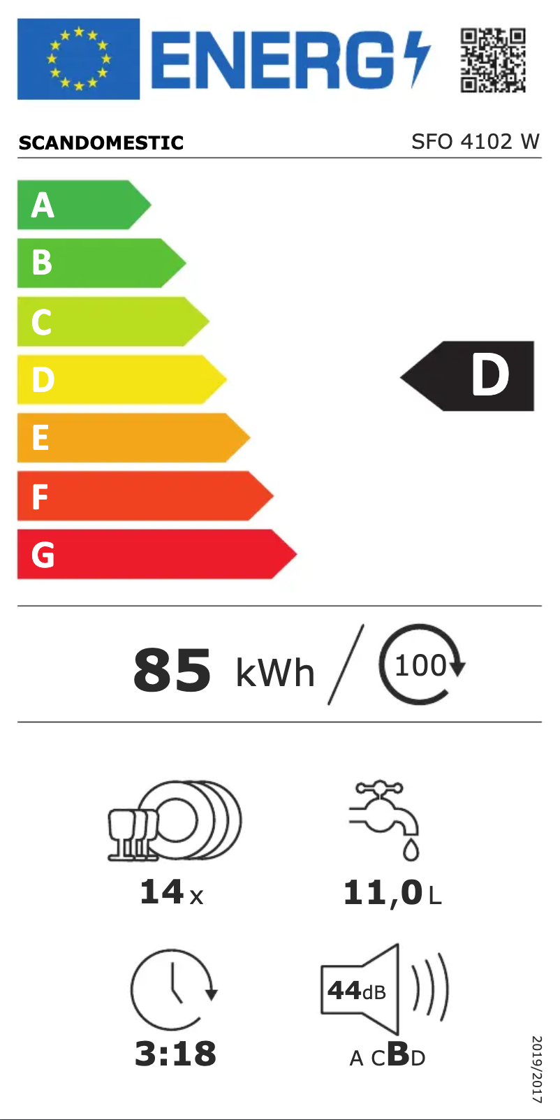 Page n°1 - Label énergétique Scandomestic SFO 4102 W