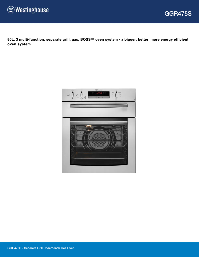 Page n°1 - Fiche technique Westinghouse GGR475S