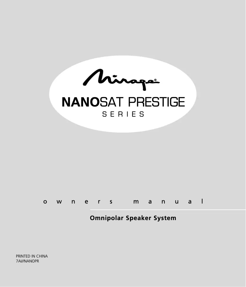 Página 1 del manual Manual de usuario Mirage Nanosat Prestige 5