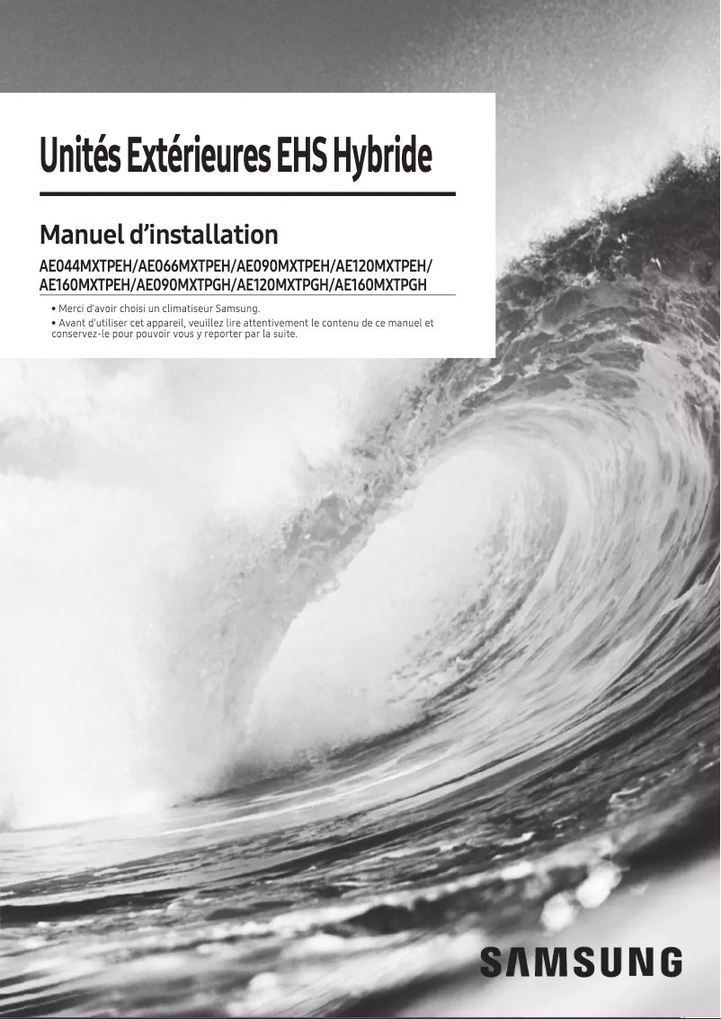 Page 1 de la notice Manuel utilisateur Samsung AE160MXTPEH