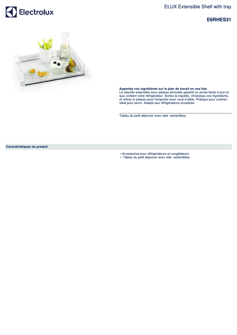 Page 1 de la notice Manuel utilisateur Electrolux E6RHES31