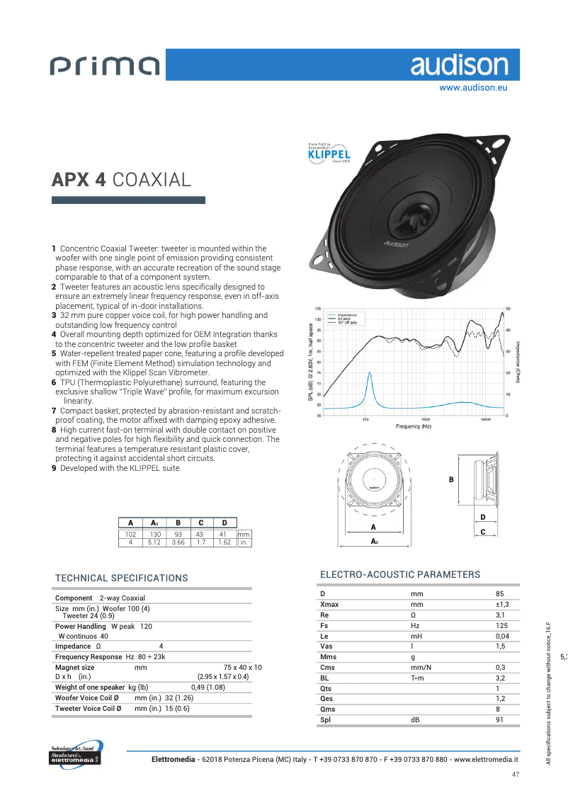 Image de la première page du manuel de l'appareil Prima APX 4