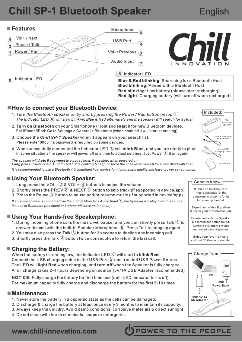 Page n°1 - Manuel utilisateur Chill Innovation Fidelity