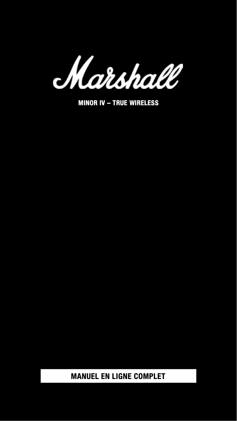 Page 1 de la notice Manuel utilisateur Marshall Minor IV