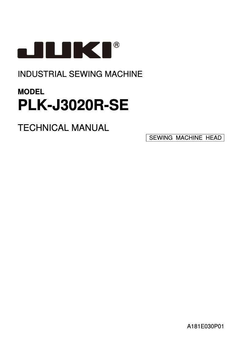 Page 1 de la notice Manuel utilisateur Juki PLK-J3020R-SE