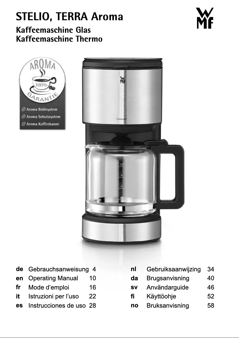 Page n°1 - Manuel utilisateur WMF Terra Aroma