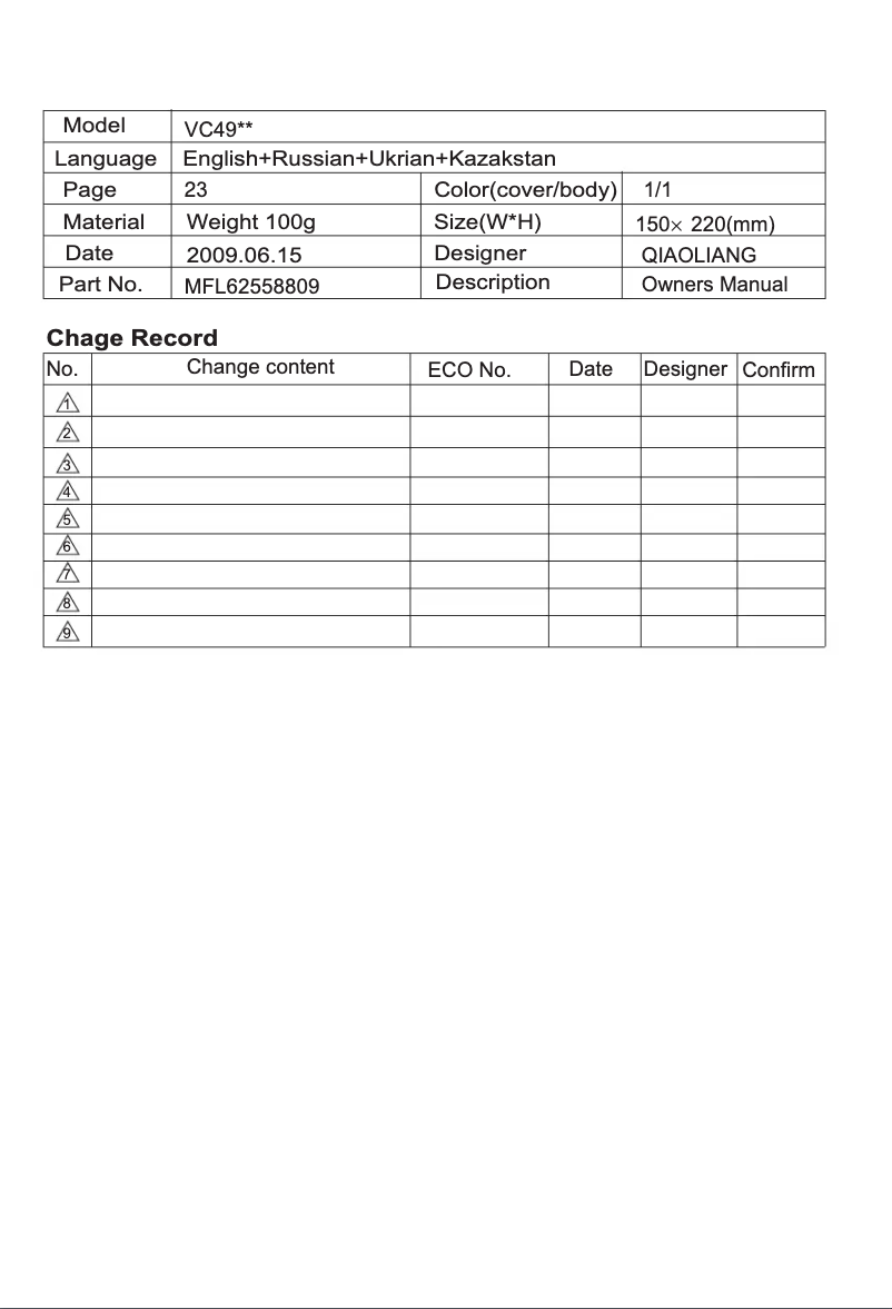 Page n°1 - Manuel utilisateur LG VK70281NQ
