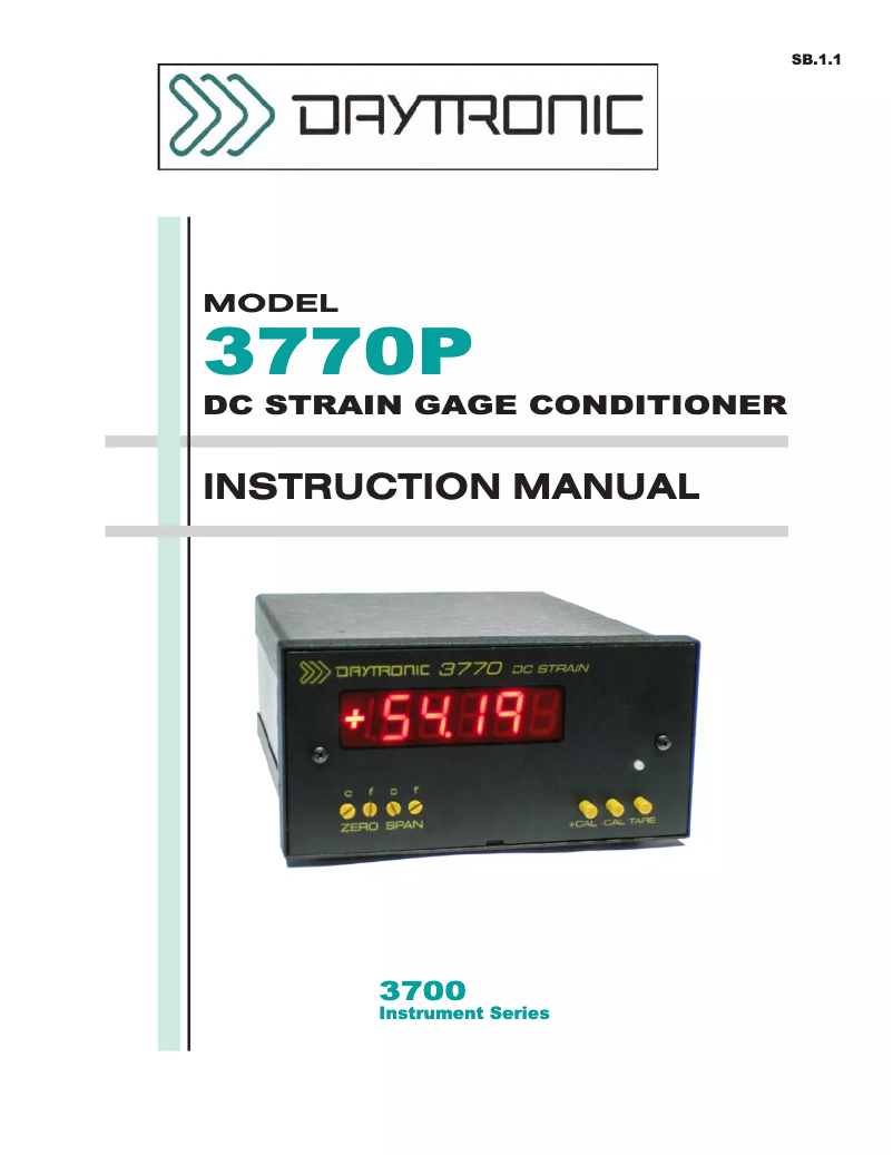 Page 1 de la notice Manuel utilisateur Daytronic 3770DCP