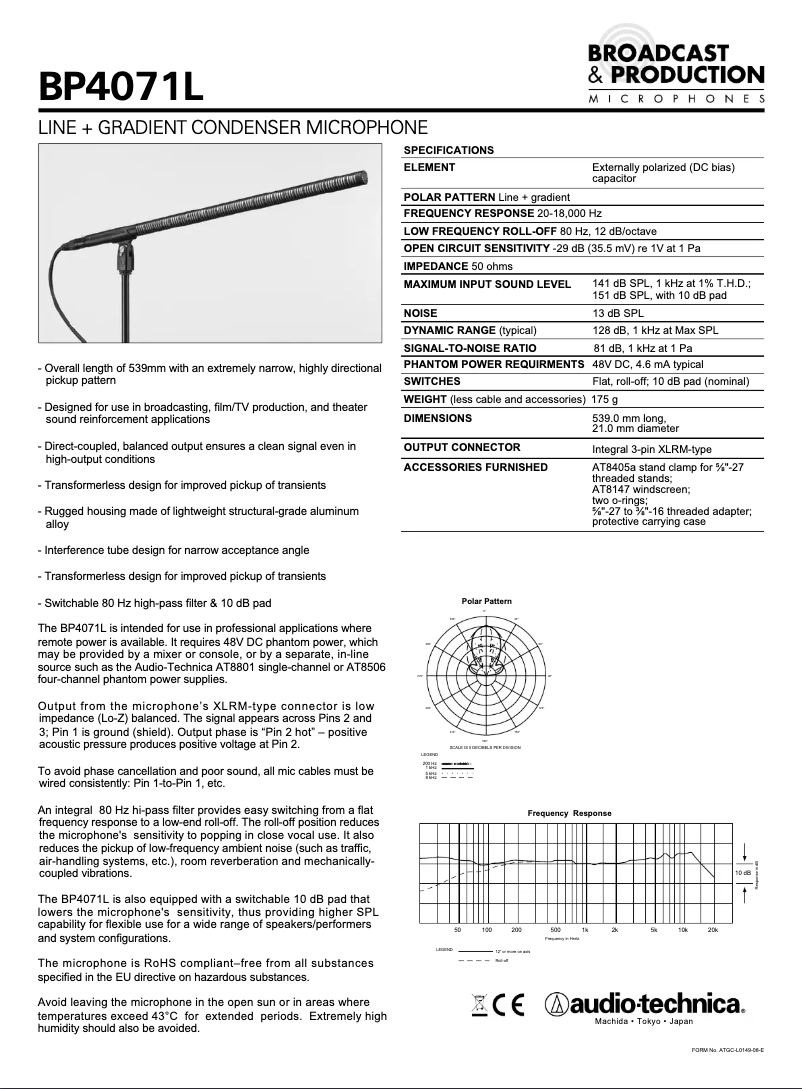 Page n°1 - Manuel utilisateur Audio-Technica BP4071L