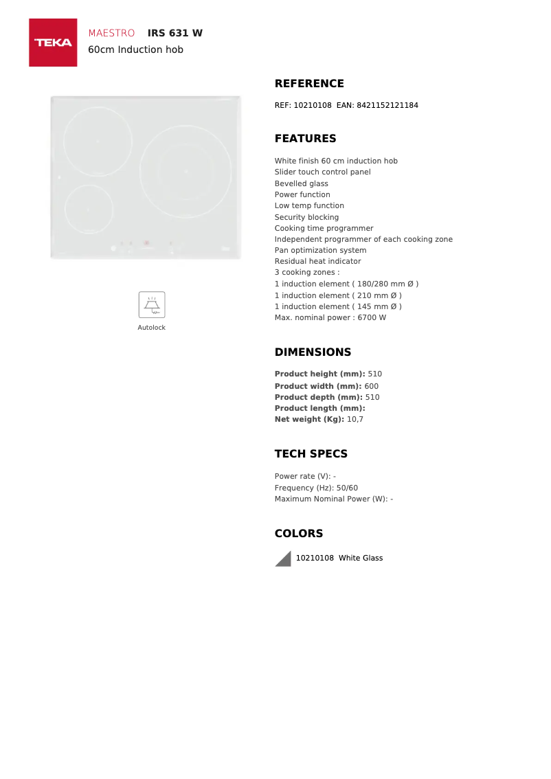 Page 1 de la notice Manuel utilisateur Teka IRS 631