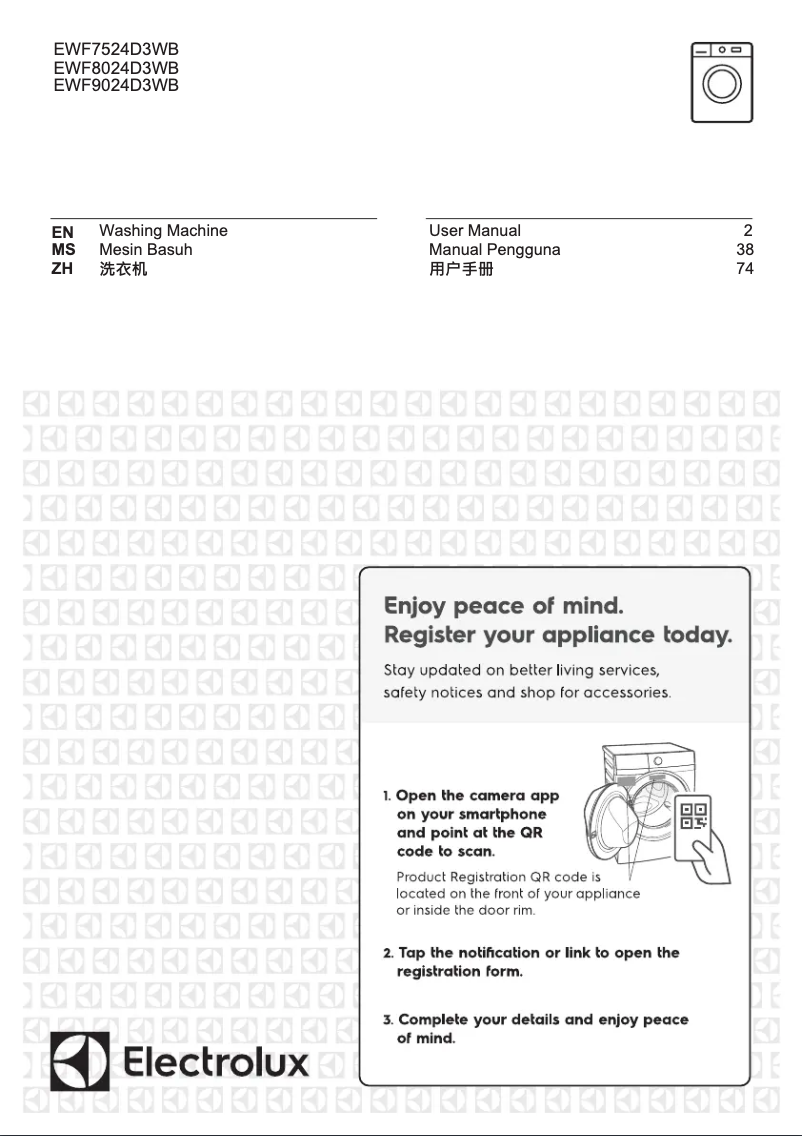 Page 1 de la notice Manuel utilisateur Electrolux EWF8024D3WB