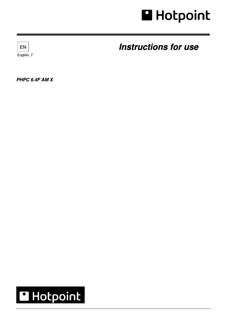 Image de la première page du manuel de l'appareil PHPC 6.4F AM W