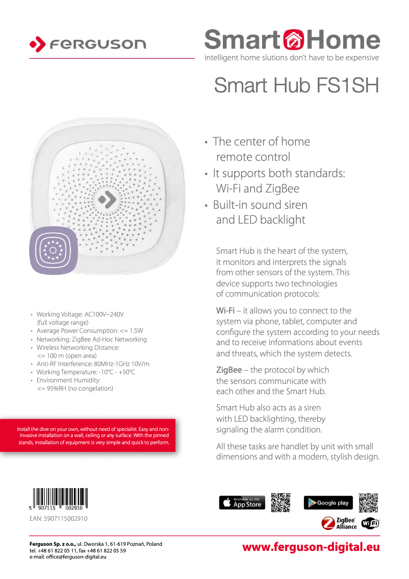 Page 1 de la notice Manuel utilisateur Ferguson FS1SH