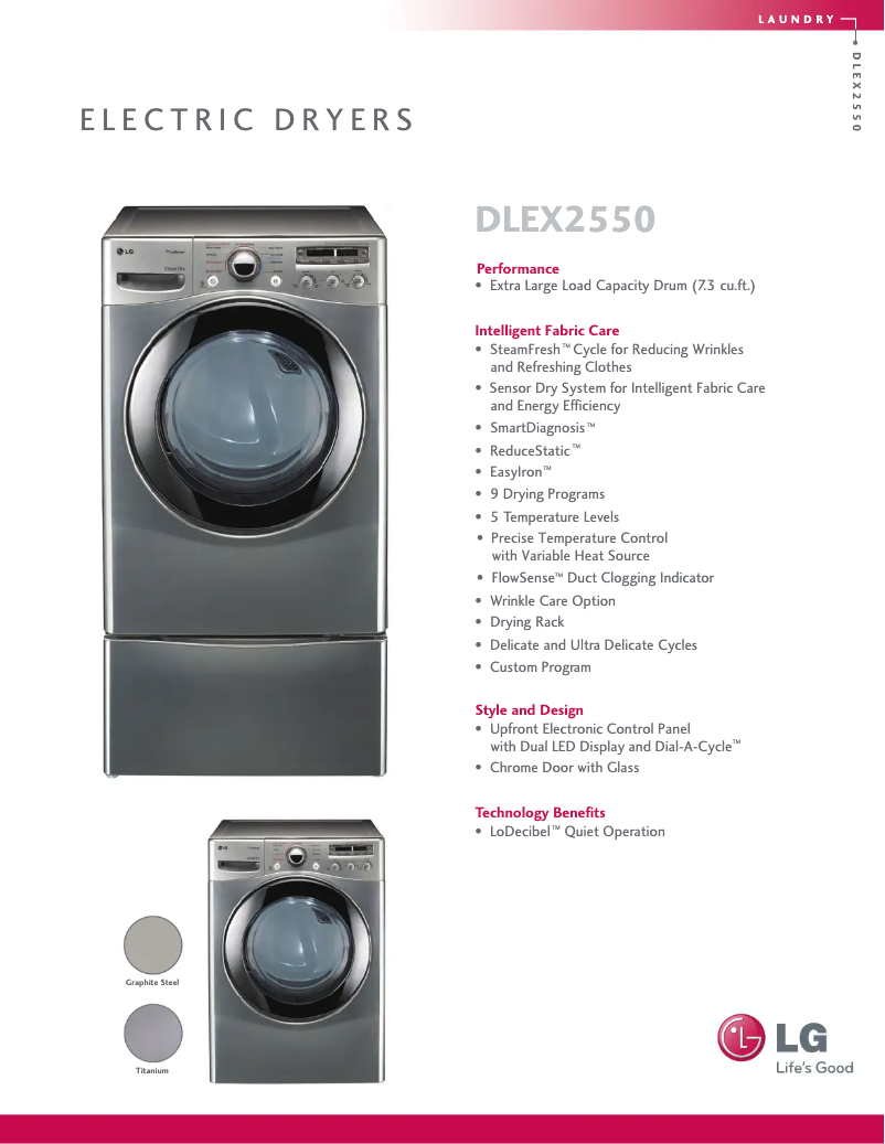Page n°1 - Fiche technique LG DLEX2550V