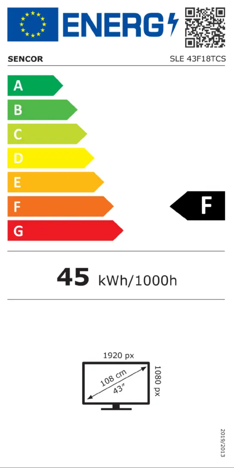 Página 1 del manual Etiqueta energética Sencor SLE 43F18TCS