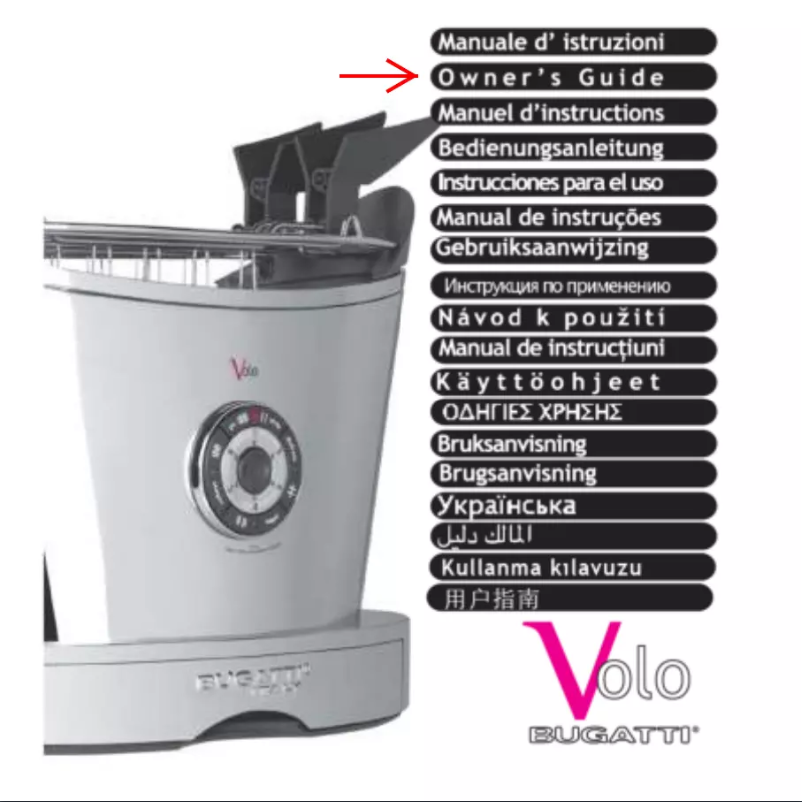 Page 1 de la notice Manuel utilisateur Bugatti Volo