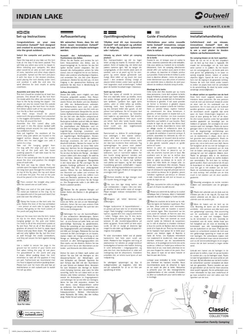 Page 1 de la notice Manuel utilisateur Outwell Classic Indian Lake