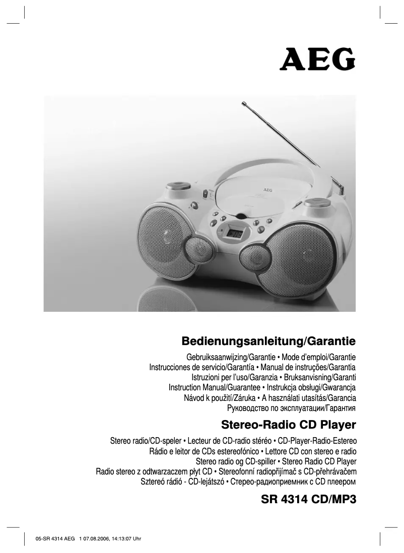 Page 1 de la notice Manuel utilisateur AEG SR 4314 CD/MP3